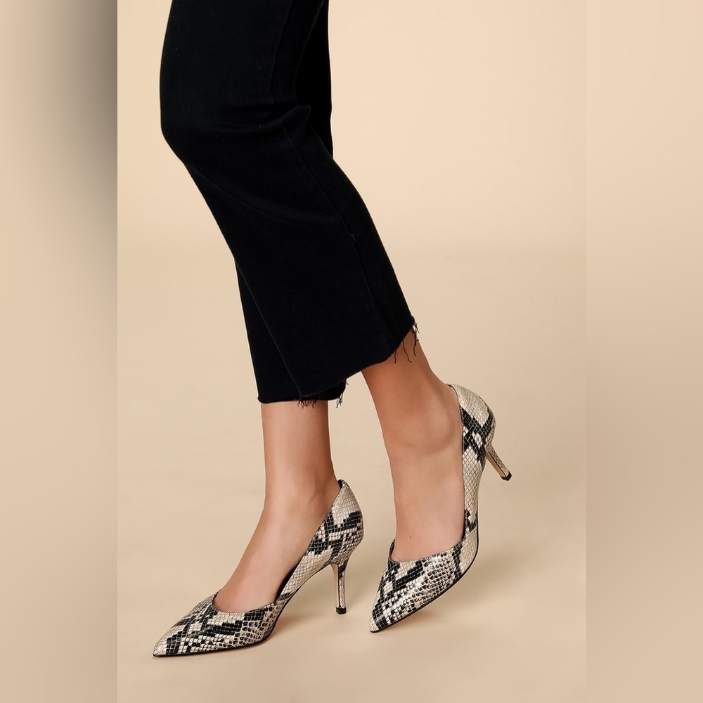 Marc Fisher Tuscany 2 Black Multi Snake Pointed Toe Pumps